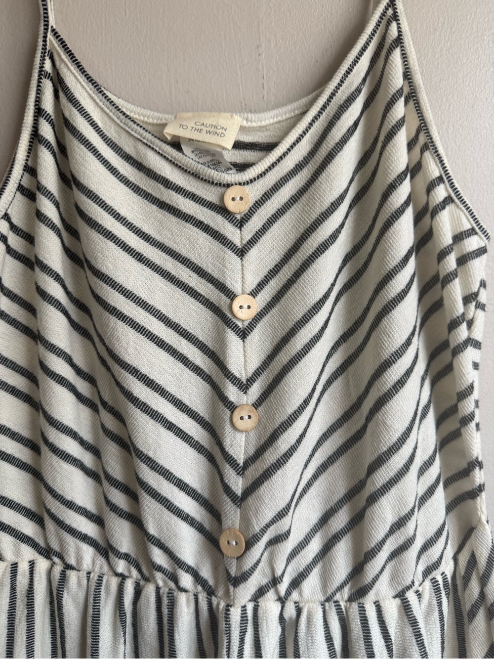 Caution to the Wind Striped Wide Leg Cotton Jumpsuit Tie Back Button Front Large - Picture 3 of 10